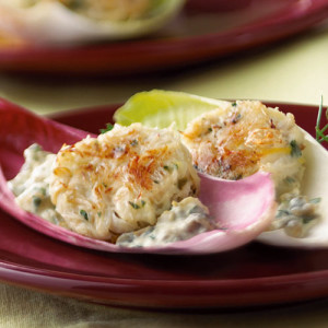 Mini Crab Cakes on Endive Leaves